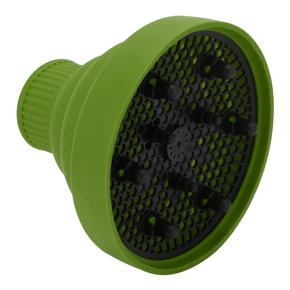 Green Foldable Hair Dryer Diffuser For Curly Hair With Wide Teeth, Frizz Reduction,