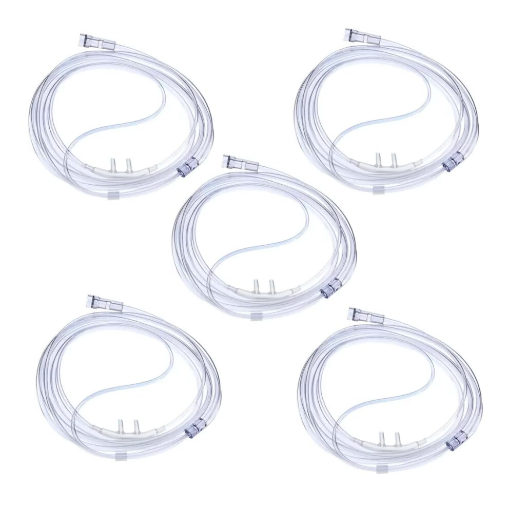 Oxygen Nasal Cannula Adult 7ft Latex  Soft Prongs Kink Resistant Tubing Standard Connector (5)