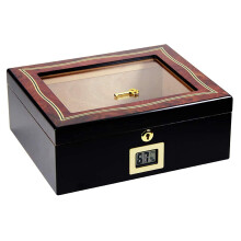 Large Cedar Wood Cigar Humidor Box with Hygrometer, Single Layer Luxury Storage Cabinet