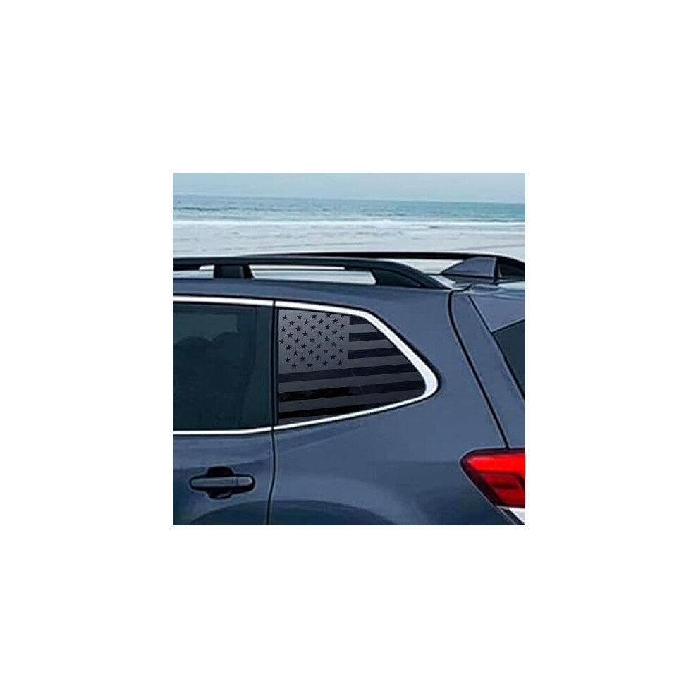 2Pcs Rear Window American Flag Decal Matte Patriotic Vinyl Sticker For Subaru Forester 20192023 Black 9113335527829