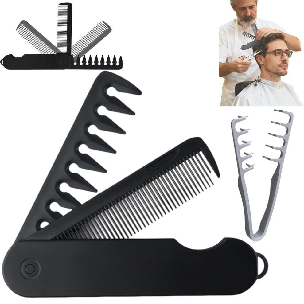Unisex Volumizing Hair Comb Dualtooth Wide And Fine Teeth Foldable Travel Hair Comb For All Hair Types