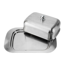 Stainless Steel Butter Dish with Lid Keeps Butter Fresh for Refrigerator Storage Modern Kitchen