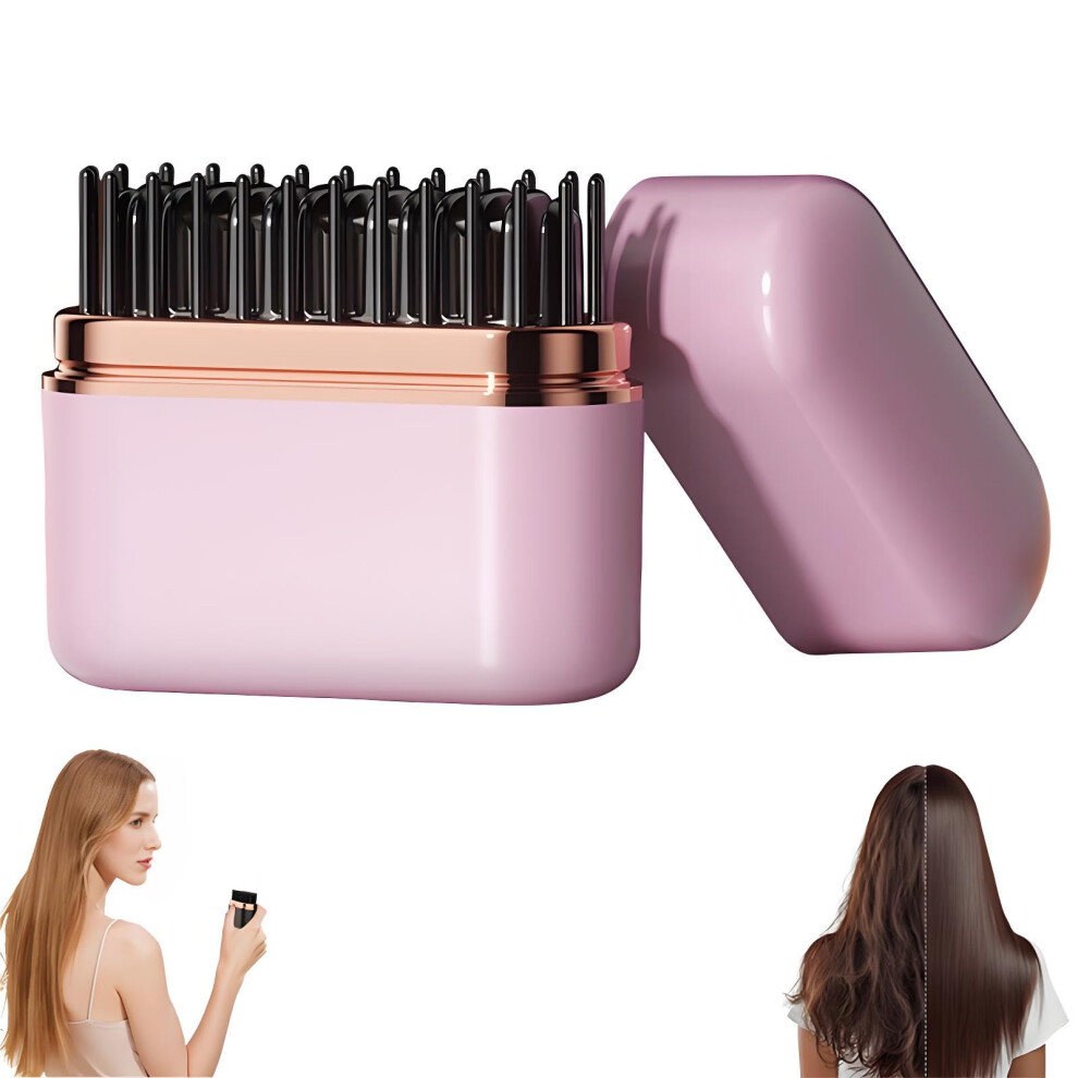 Pink Mini Cordless Hair Straightener With Lcd, Rapid 20S Heatup, 3Temp Control, Usbc Rechargeable,