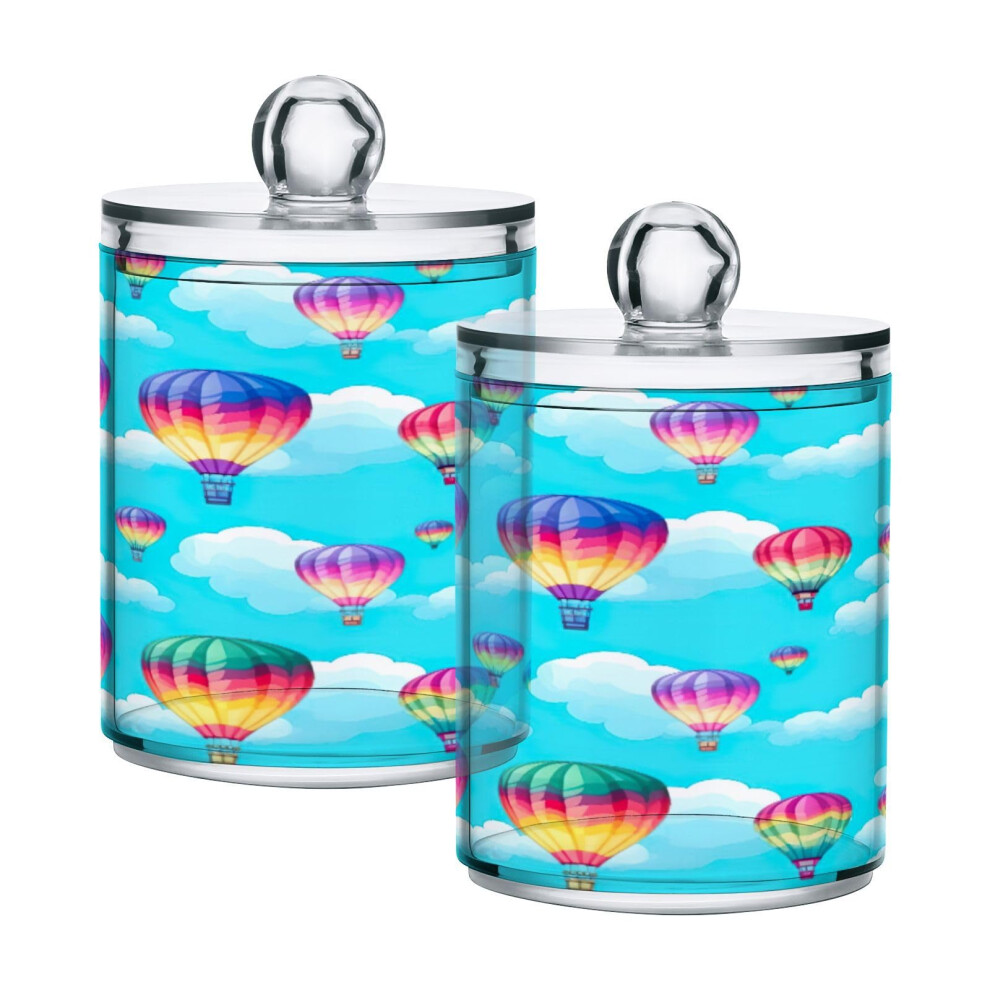 Holder Dispenser 14oz Clear Plastic Apothecary Jars with Lids for Cotton Swabs and Balls, 2 Pack