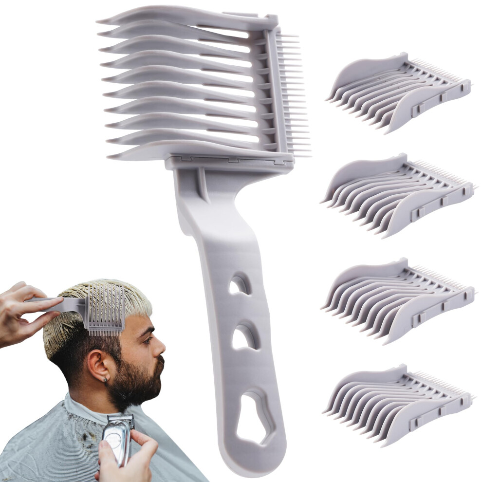 Grey Removable Barber Fade Comb For Clippers With Ergonomic Grip, Heat Resistant, Universal Fit