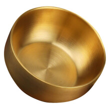 304 Stainless Steel Double Layer Korean Soup Bowl for Rice Noodles Kimchi Golden HeatResistant