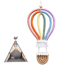 Macrame Wall Hanging Rainbow Hot Air Balloon Nursery Wall Decor Woven Cotton Boho Kids Room