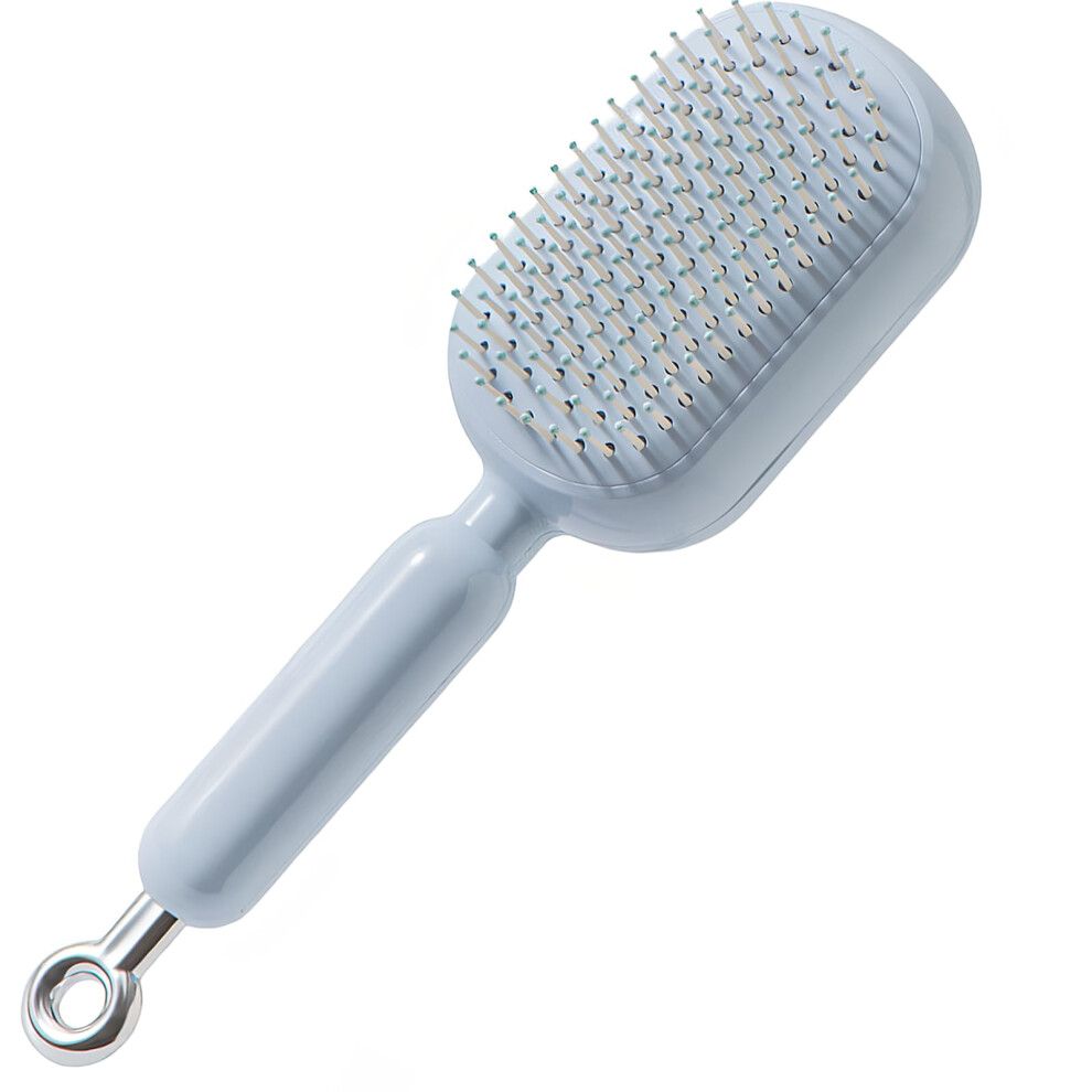 Self Cleaning Hair Brush with Retractable Bristles, Anti Static Cushion Detangling, Blue 1PCS
