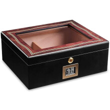 Luxury Gloss Finish Cigar Humidor Box for 35 Cigars with Hygrometer and Humidifier