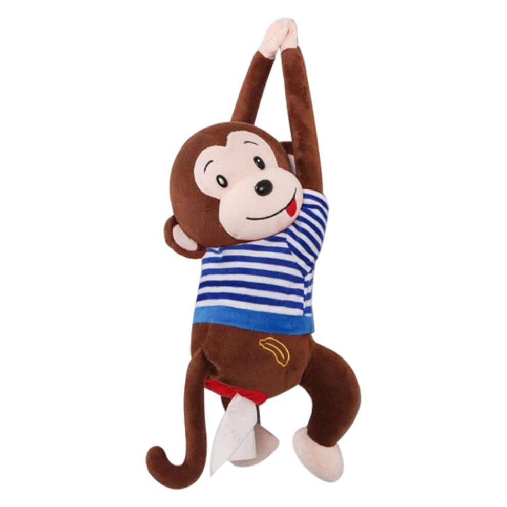 Cute Monkey Plush Car Tissue Holder With Multiplace Hanging And Decorative Soft Surface 9070919703324
