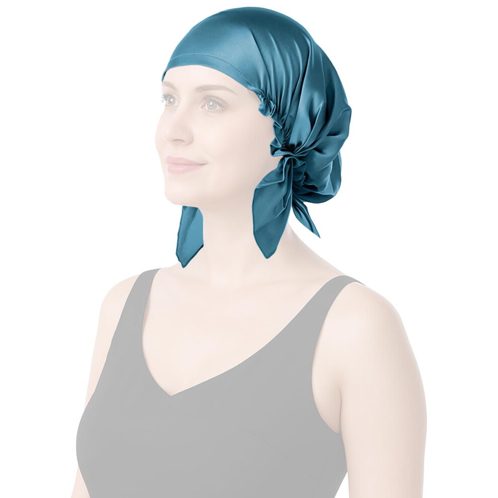 Unisex Silk Sleep Bonnet For Curly Or Long Hair, Pure Mulberry Silk Cap, Adjustable Fit, Frizz Reduction