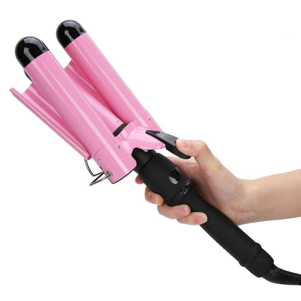 Three Barrel Curling Iron 22mm Ceramic Hair Waver with LCD Fast Heating and Temp Control
