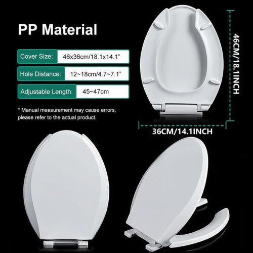 Soft Close Toilet Seat White PP VShaped Heavy Duty Open Front with Quick Release Hinges 1