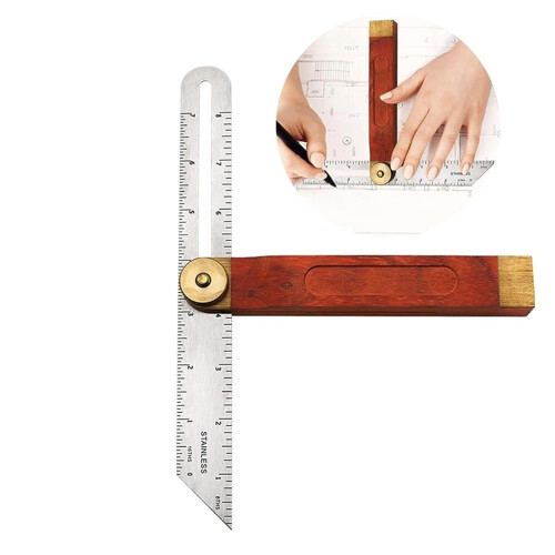 Sliding T Bevel Gauge 2Pcs Adjustable Angle Protractor with Wooden Handle for Precise Measurement 1
