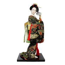 12 Inch Japanese Geisha Doll Figurine with Authentic Design and Embroidered Clothing for Home Decor