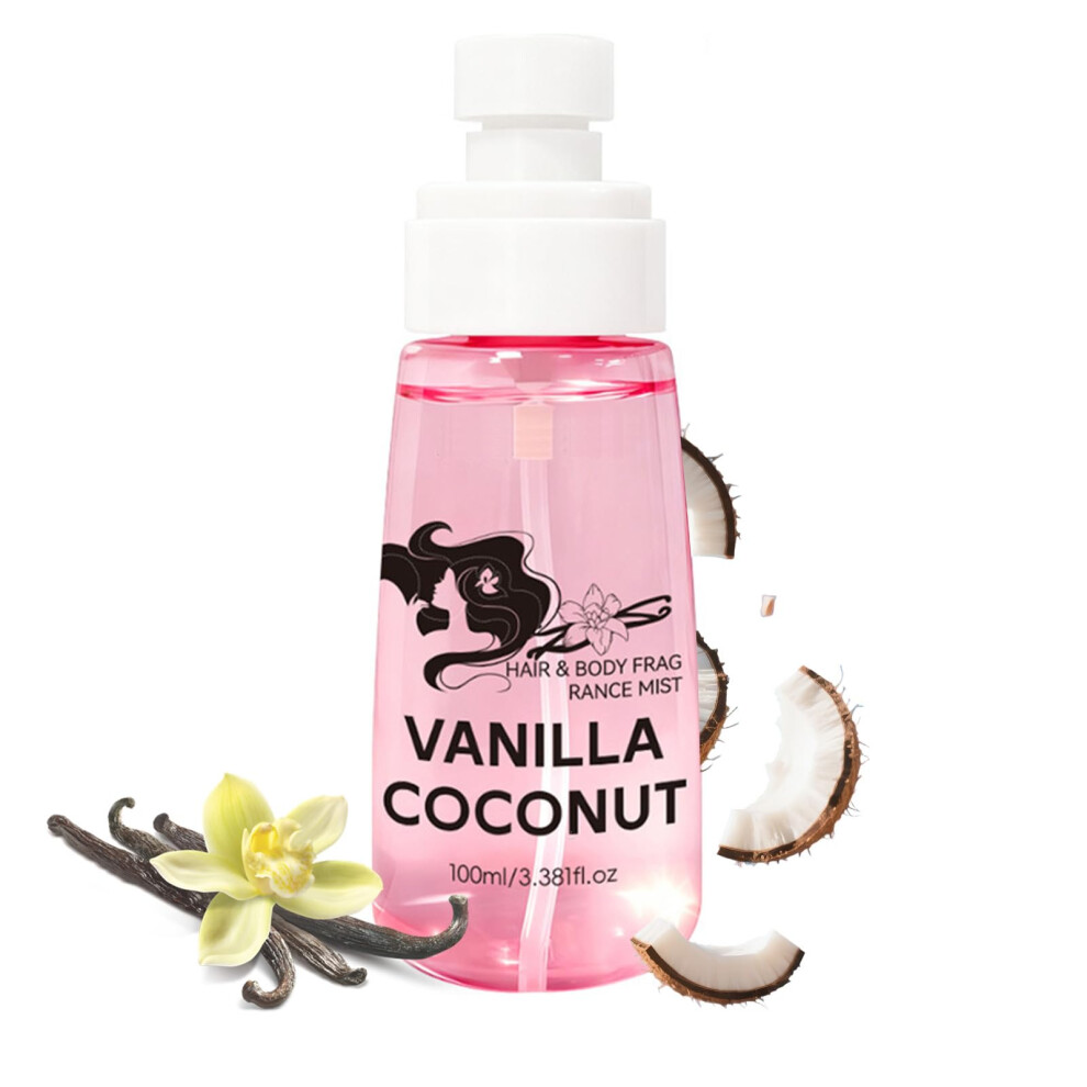 Light Vanilla Coconut Hair Perfume Spray For Women, Long Lasting Hydrating Hair And Body Mist 100Ml