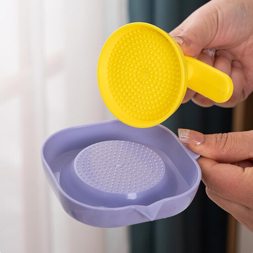Garlic Press and Grinder with BuiltIn Container, Multipurpose Manual Vegetable Crusher Yellow 1