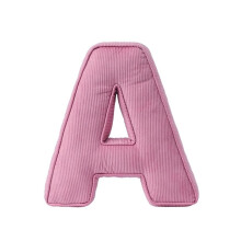 Pink Corduroy Alphabet Throw Pillow A to Z, Soft Plush Monogram Cushion for Sofa or Bed