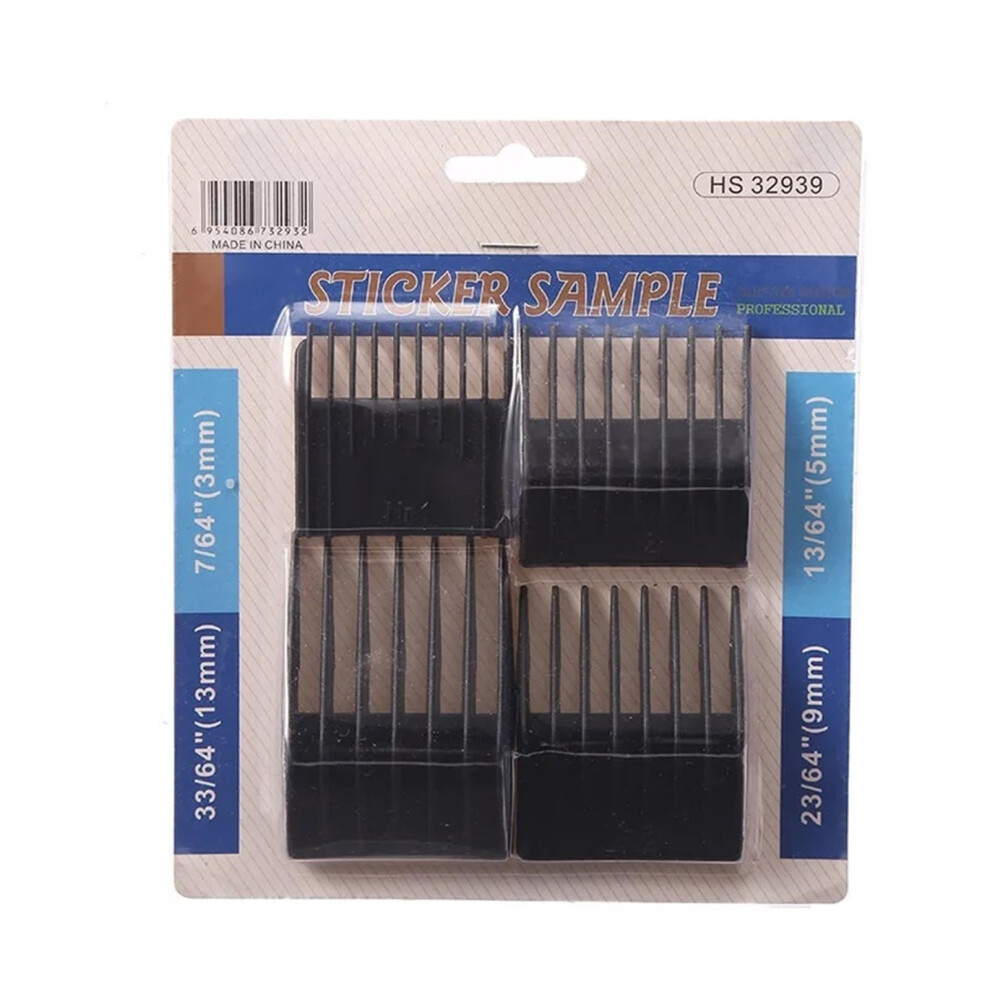 Black Hair Clipper Guide Combs Set, Universal Snapon Guards For Moser 1400, 4 Sizes Plastic