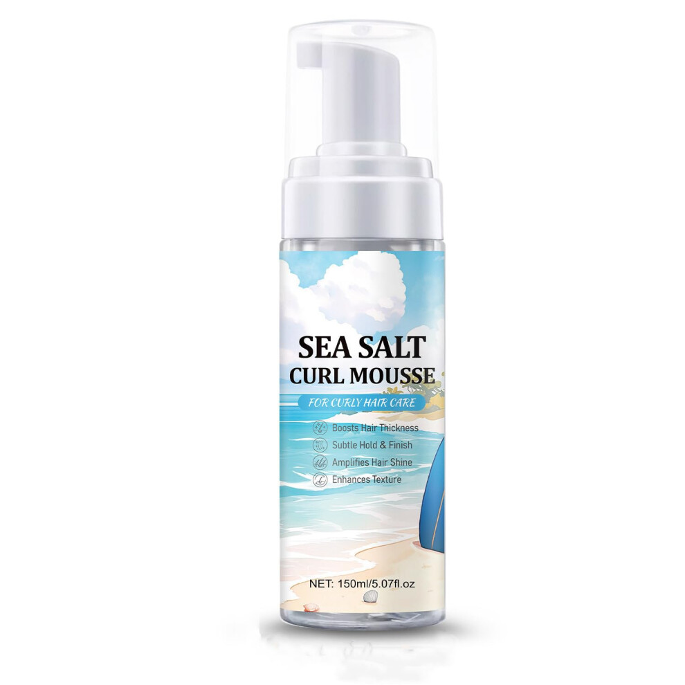 Sea Salt Hair Mousse Curl Enhancing Volumizing Foam 5.07 oz Anti Frizz Aloe for Beach Waves