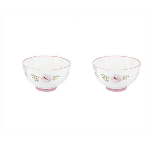 Ceramic Rice Bowl Set 5Inch DoubleEared Design Microwave Dishwasher Safe Scratch Resistant 2Pack