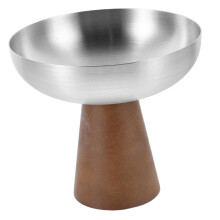 Stainless Steel Dessert Bowl 150ml Footed Ice Cream Cup with Wooden Base for Home and Restaurant