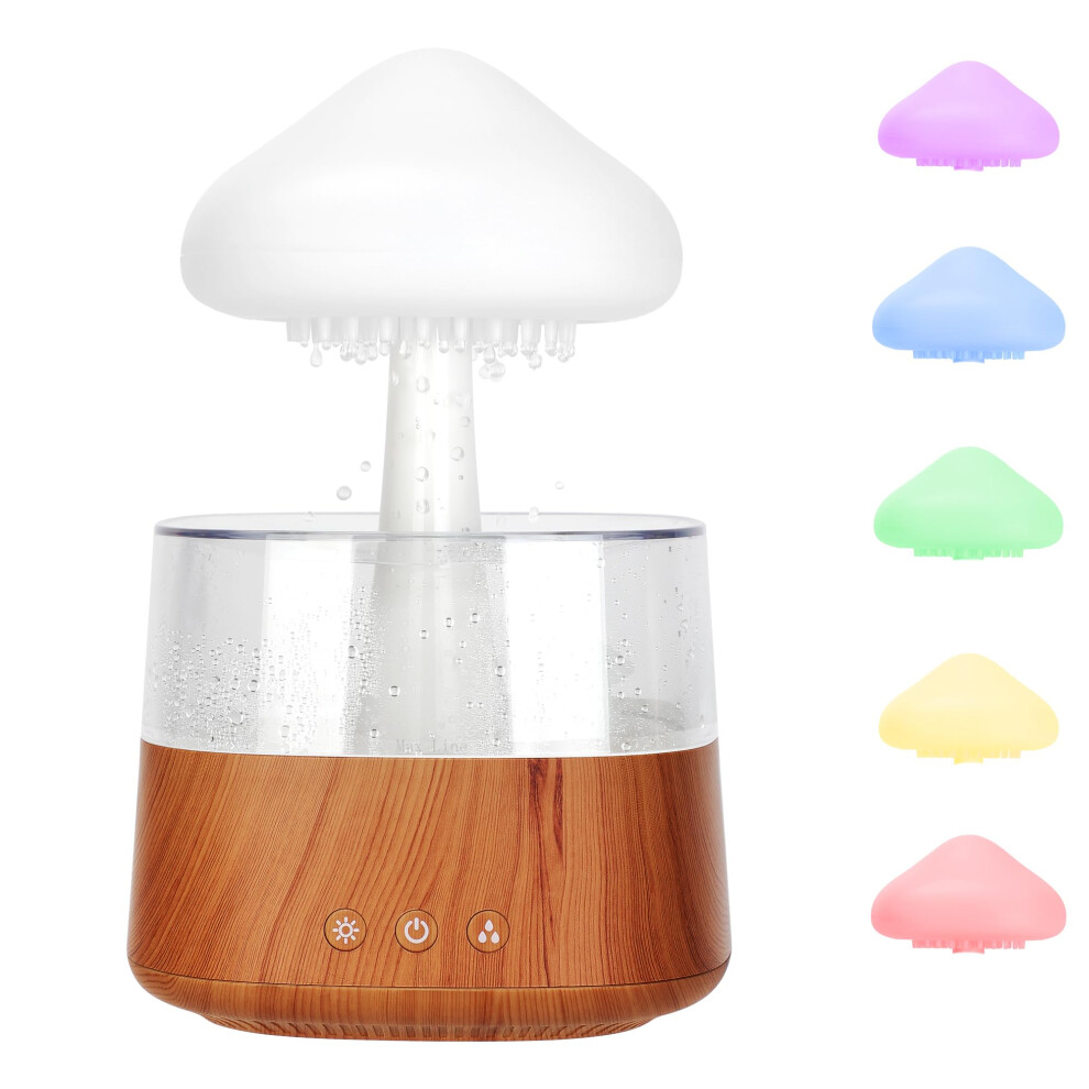 White Rain Cloud Humidifier With Adjustable Rain Sound And Led Lights For Noise Sleep Aid Woods