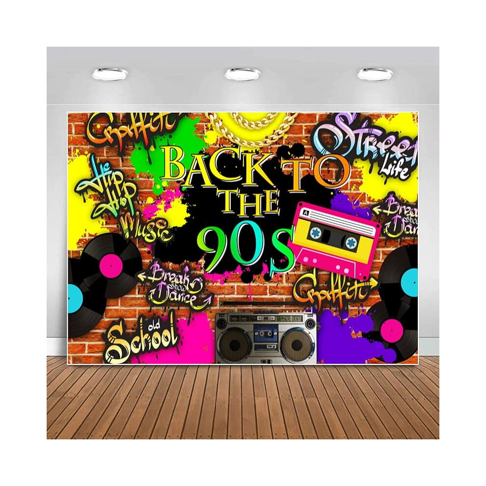 Back To The 90S Backdrop, Retro Graffiti Brick Wall, 1990S Hip Hop Photography Background For Men Women, 90'S Birthday Decorations, Old School Prom 9377112385808