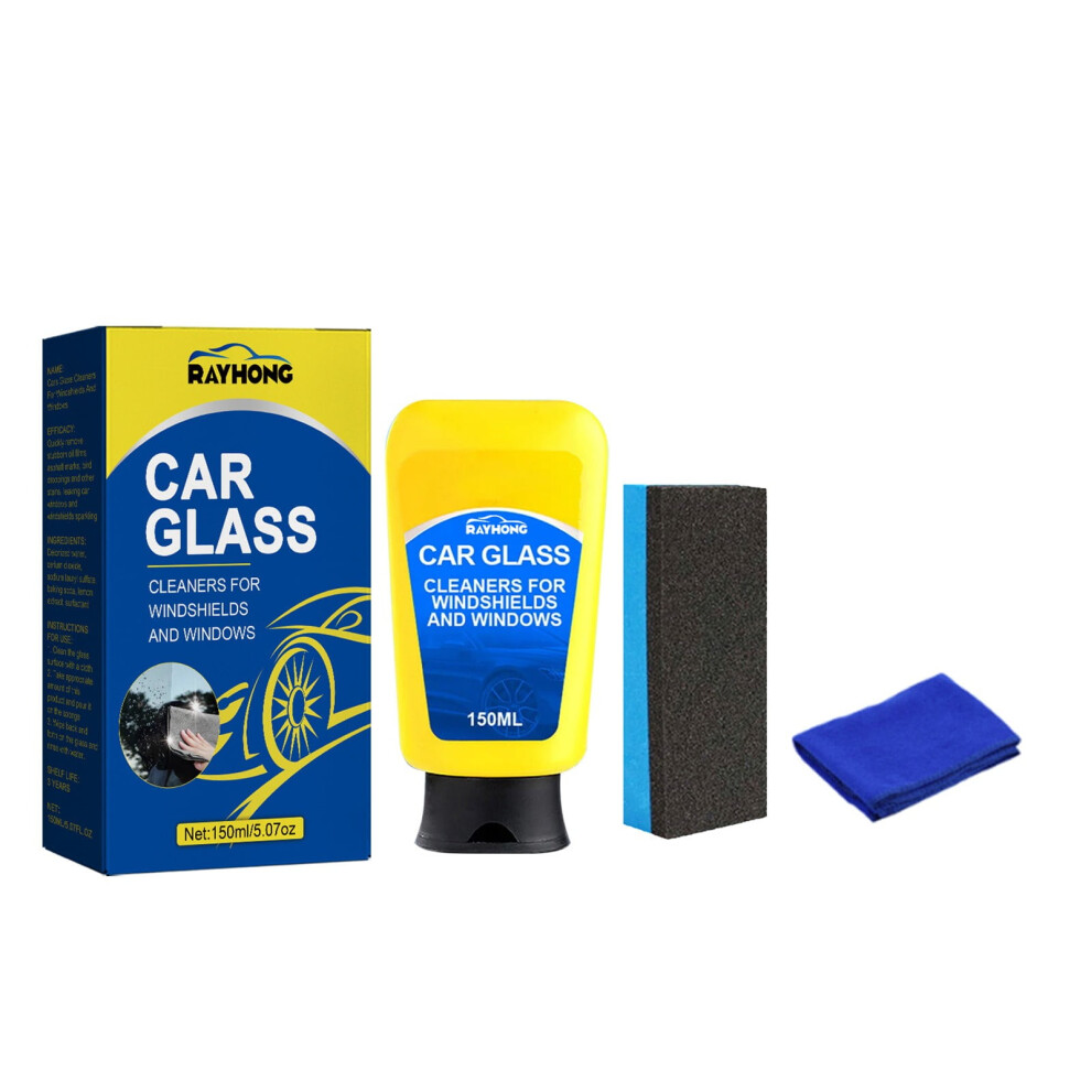 Windshield Car Cleaner Set (1X Cleaner 150Ml,1X Sponge,1X Rag) To Clean Up Windshield Dirt, For Car Cleaning 9377112385372