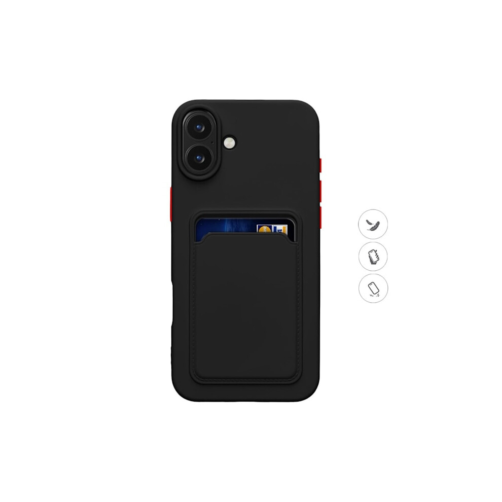 Compatible With Iphone 16 Plus Case Mobile Phone Case Card Holder Slot Black 9377112386850