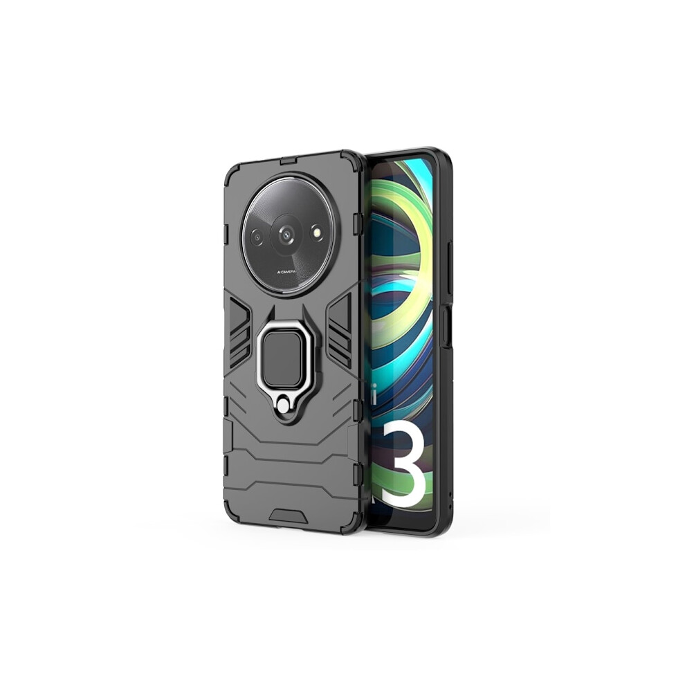 Shell Compatible With Xiaomi Redmi A3 Armor Hybrid Metal Ring Shell - Black 9377112387321