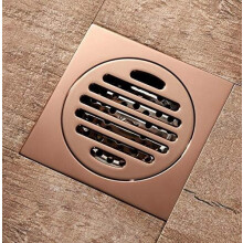 4 inch Square Shower Drain - Rose Gold Brass Square Bathroom Deodorant Shower Floor Drain Waste Grate Drainer