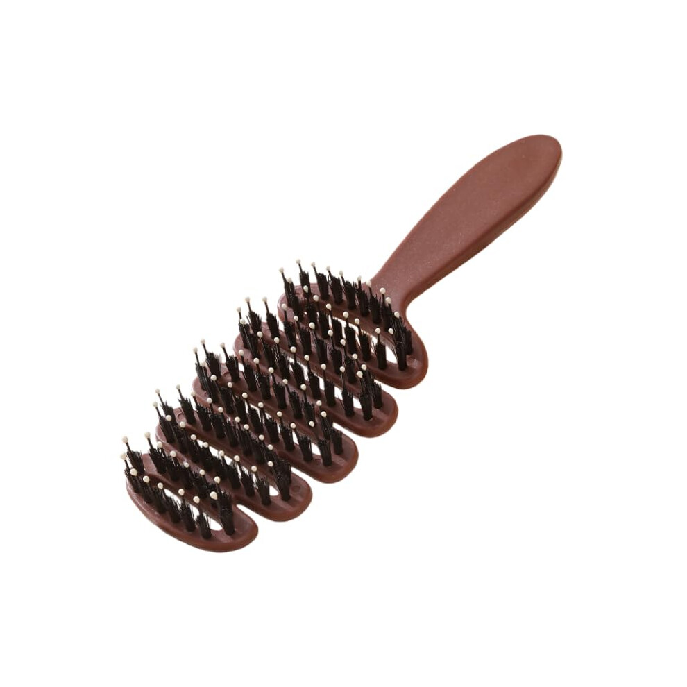 Natural Bristle Hair Brush 2pcs for Detangling and Shine, Curved Scalp Massage Boar Bristle Brush
