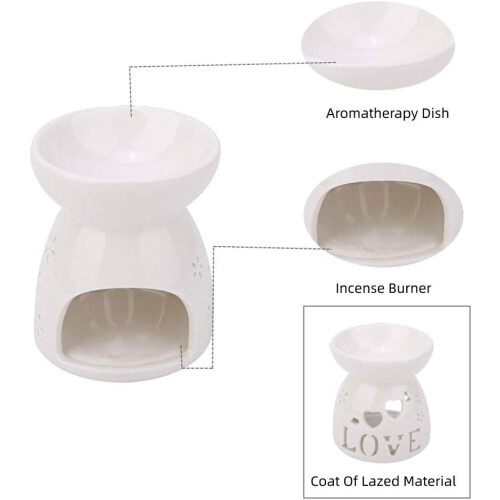 Ceramic Oil Burner Wax Melt Warmer Dual Function Aromatherapy Glossy 3.5 Inch Tea Light Diffuser 1