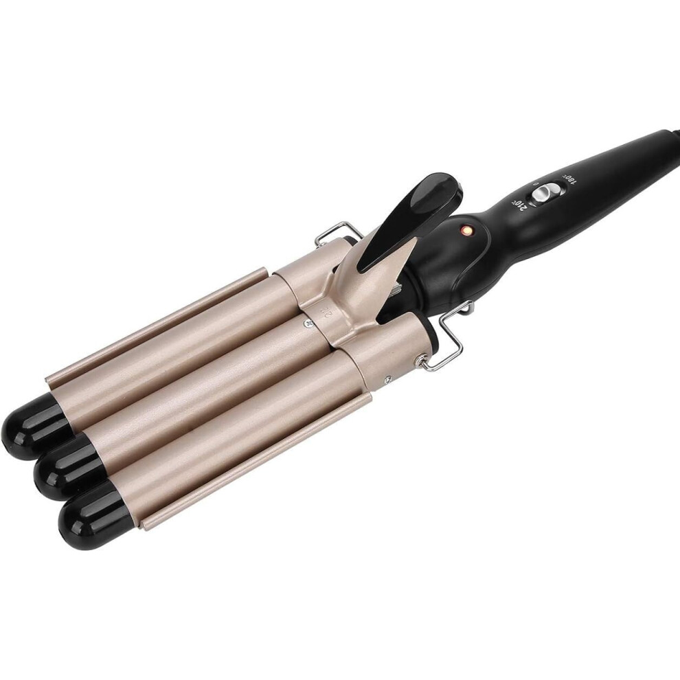Gold 28Mm Curling Iron With Fast Heatup, Dual Temperature Settings, 3 Barrel Hair Waver Crimper