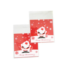 100pcs Self Adhesive Bakery Bags with Festive Christmas Patterns for Cookies Candy and Gifts