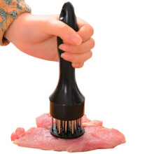 Stainless Steel Meat Tenderizer Tool with Pins, Ergonomic AntiSlip Handle for Steak Cooking