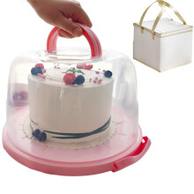 Cake Carrier 10 Inch Round Dome with Secure Clasp Lock and Insulated Bag for Cake Storage and Transport
