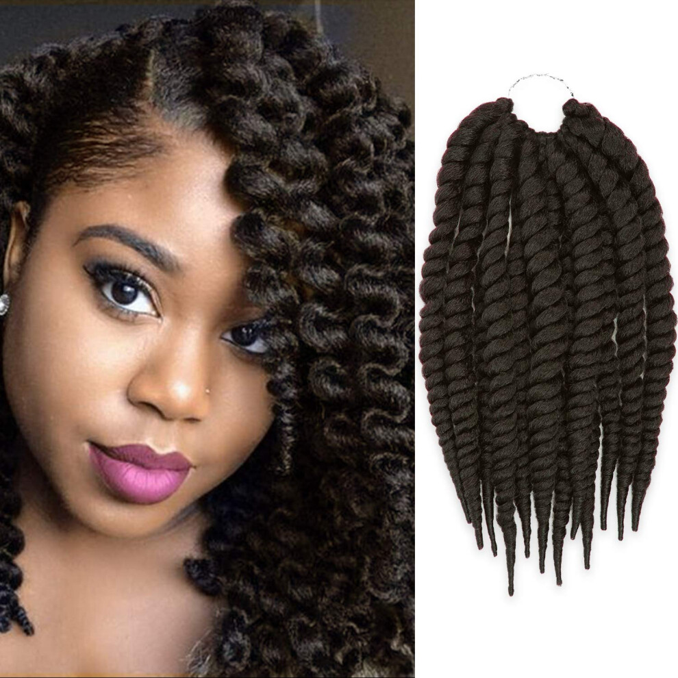 Unisex Brown Jumbo Senegalese Twist Crochet Hair Extensions 12 Inch 6 Pack Dark Havana Mambo Style