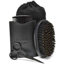 Beard Grooming Kit for Men with Boar Bristle Brush, Pear Wood Comb and Stainless Steel Scissors
