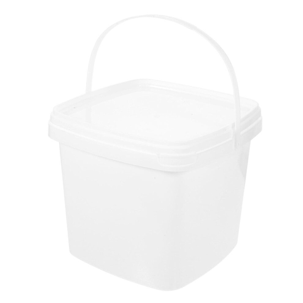 Plastic Bucket With Lid For Water Storage, Durable Thickened Cleaning Pail With Ergonomic Handle, White 9455672646901
