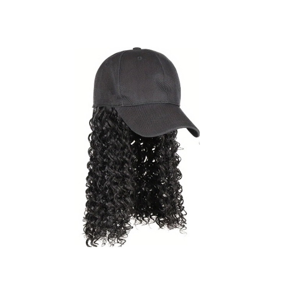 Wig Cap with Hair  Women's Long Curly Baseball Cap Wig for Natural Look and Everyday Style