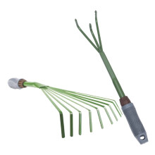 2pcs Garden Hand Rake and Cultivator Set with Ergonomic AntiSkid Handle for Weeding and Soil Loosening