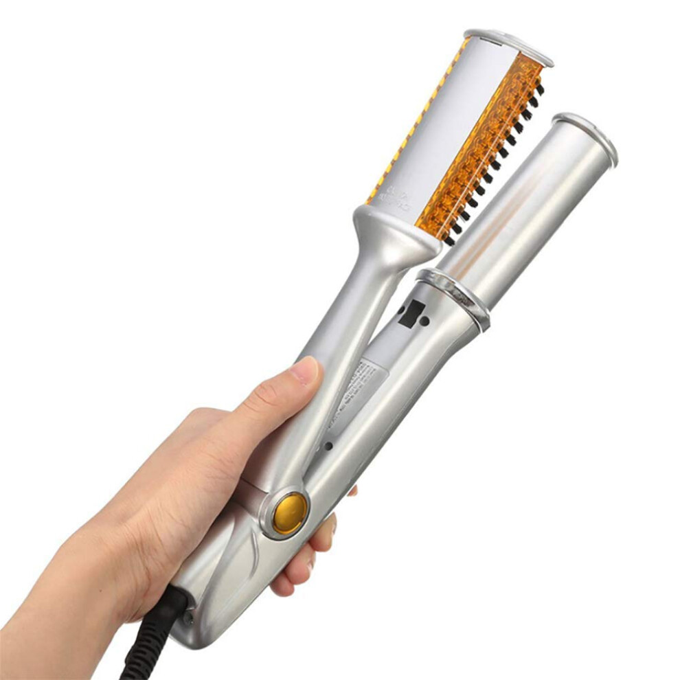 2 in 1 Rotating Hair Straightener and Curler with Tourmaline Ceramic, Adjustable Heat, Frizz Control