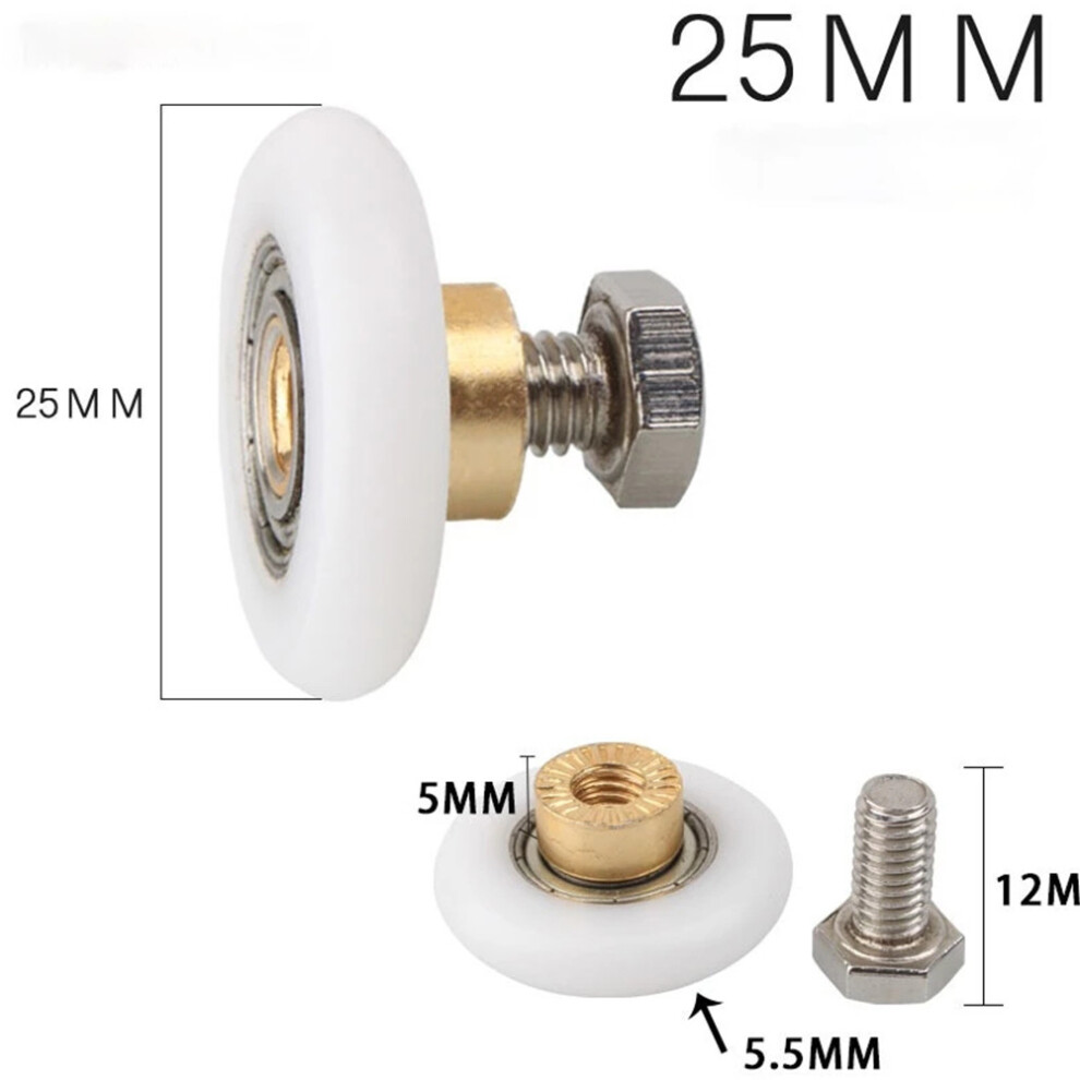 Gdhome 4Pcs Shower Room Pulley Bathroom Sliding Glass Door Wheels Nylon Copper Roller 9377112391793