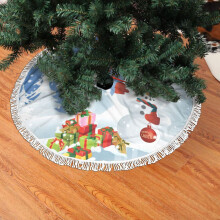 Christmas Fringed Lace Tree Skirt, Snowman Drags The Christmas Tree Soft, Light, Good Touch Tree Skirt 36"