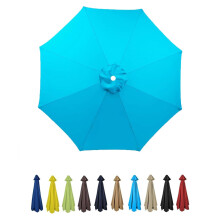 9ft Sky Blue Patio Umbrella Replacement Canopy for 8 Ribs, Waterproof UV Resistant Outdoor Cover