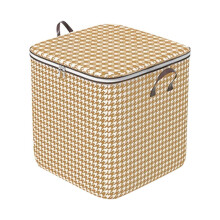 Yellow Houndstooth Storage Bag, Large Capacity Foldable Clothes Organizer with Lids, 3-Pack Under Bed Storage Box for Shirts, Wardrobe Sorting
