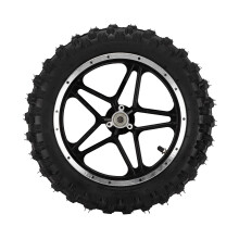 Steel Alloy Motorcycle Rear Wheel Replacement with AntiSkid Tire Grip and Inner Tube Black