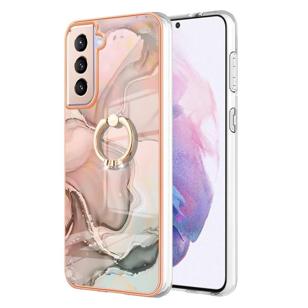 Case For Compatible With Samsung Galaxy S21 5G Bumper 360 Rotatable Ring Marble Shockproof Tpu Silicone 9377112393865